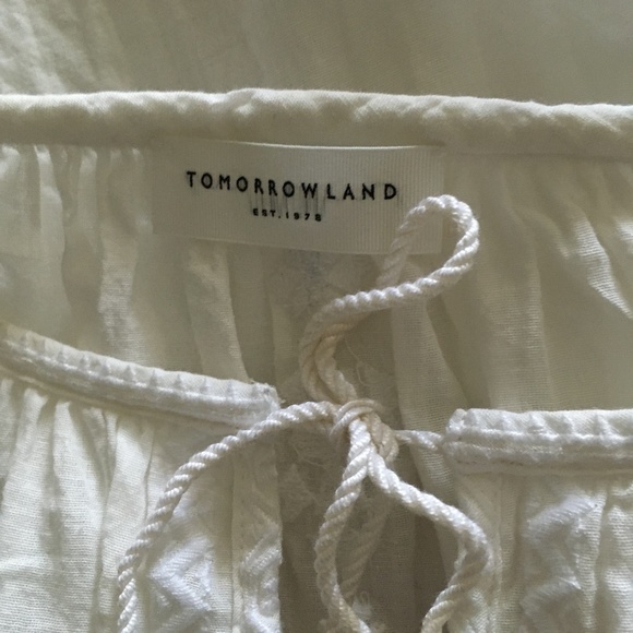 TOMORROWLAND Japan White Cotton Embroidered Peasant Blouse 38 S/M - Picture 2 of 7